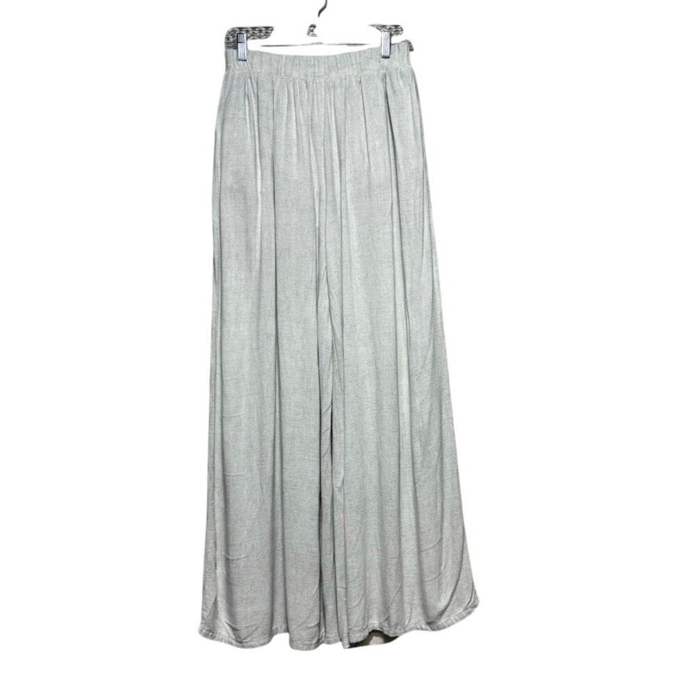By Together Linen Blend Wide Leg Pants Women's Large Light Blue Pull On Palazzo